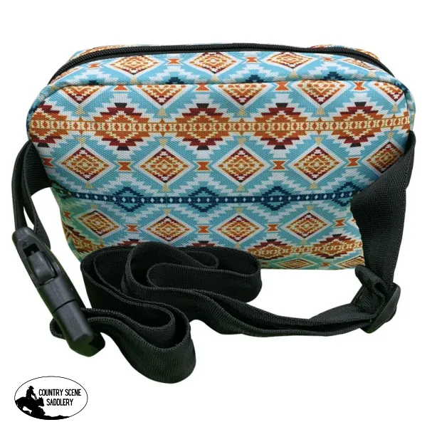 Showman Aztec Nylon Belt Bag - Blue/Orange/Teal