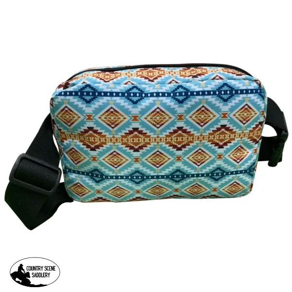 Showman Aztec Nylon Belt Bag - Blue/Orange/Teal