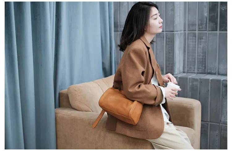 Simple Ladies Brown Leather Crossbody Purse Shoulder Bag For Women