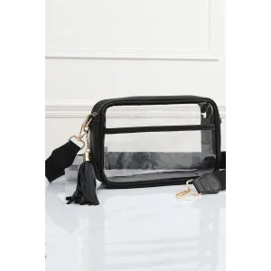 Solid Color Outlined Clear Crossbody Bag