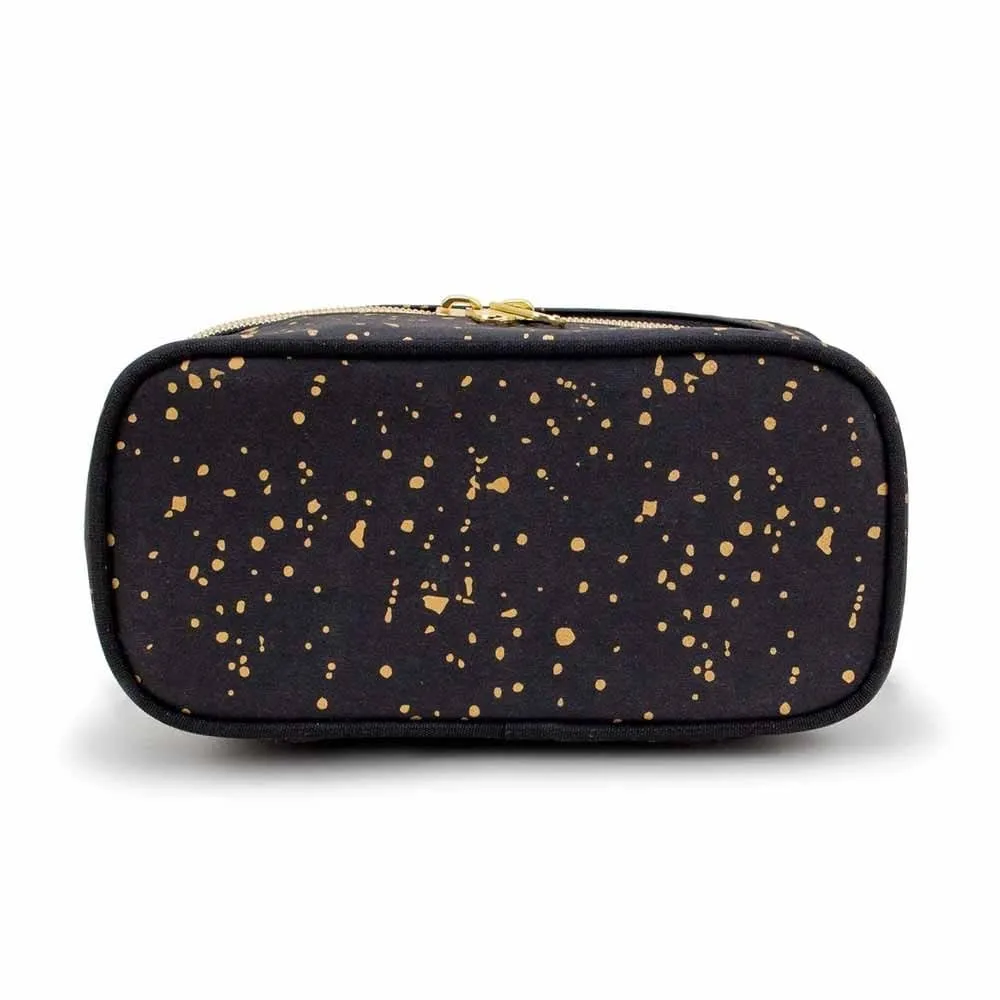 SoYoung Petite Washable Paper Makeup Bag Beauty Poche - Black & Gold Splatter