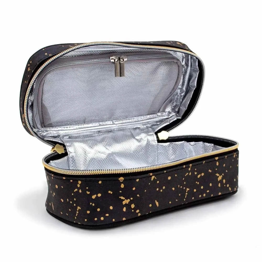 SoYoung Petite Washable Paper Makeup Bag Beauty Poche - Black & Gold Splatter