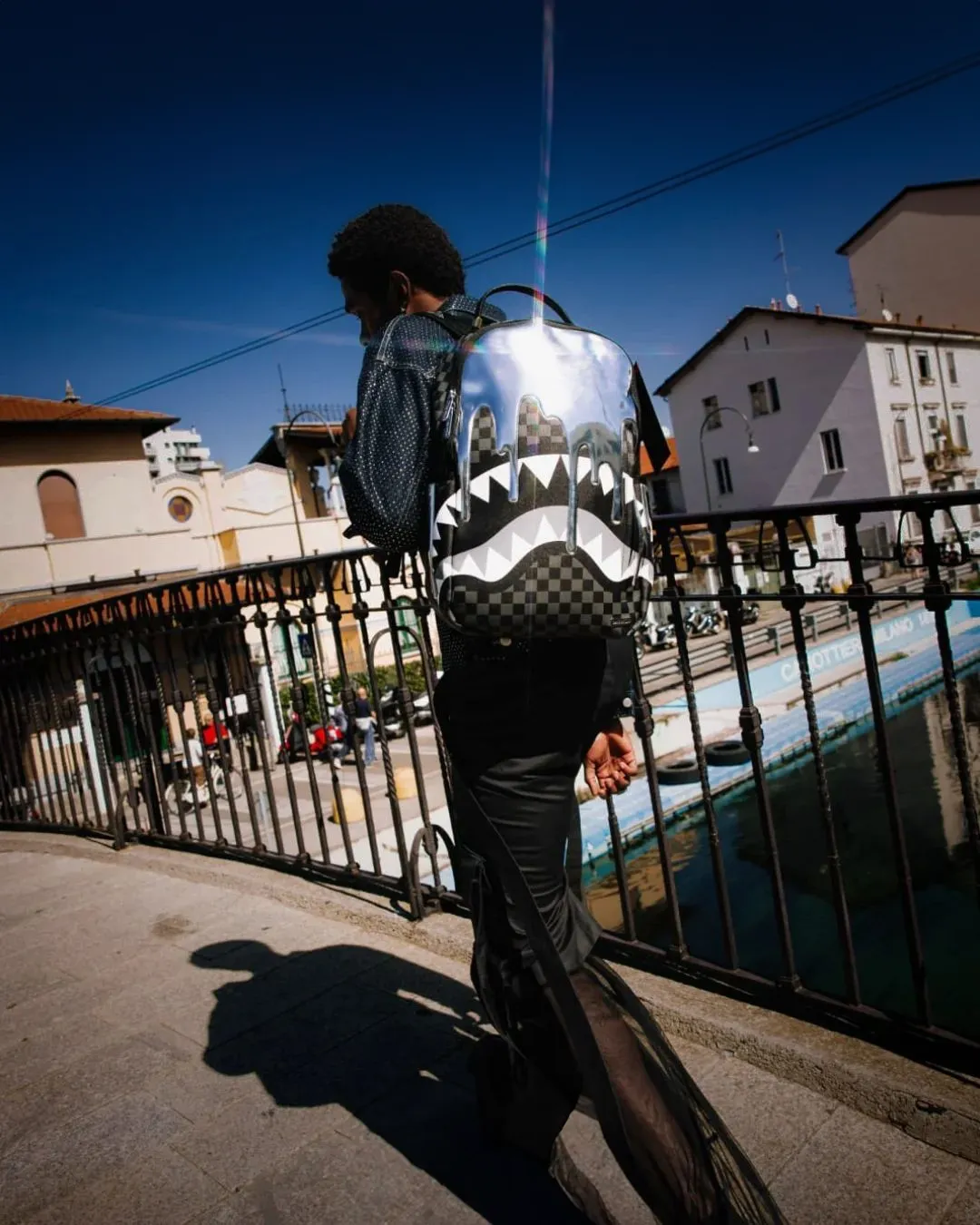 Sprayground Metallic Drip Sharks In Paris Backpack