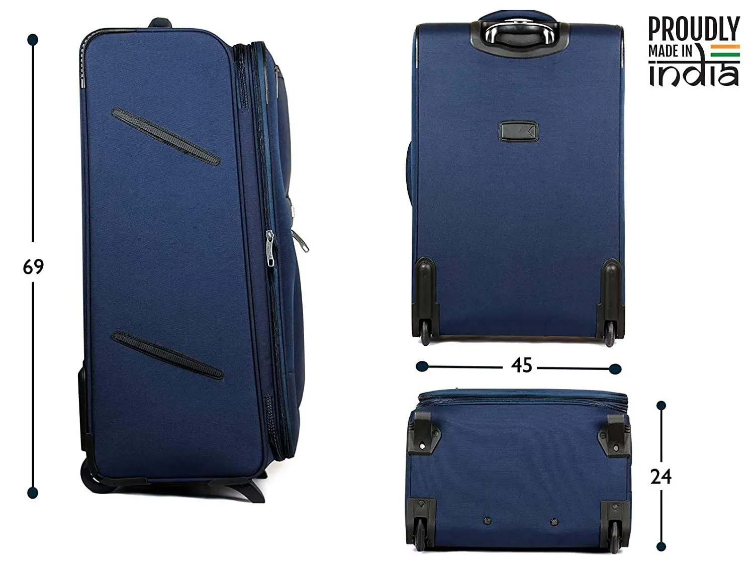 The Clownfish Odyssey Luggage Polyester Softsided Suitcase 2- Wheel Trolley Bag (Space Navy Blue)