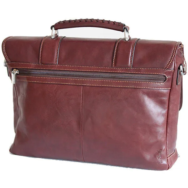 Tony Perotti Leather Clip Close Brown Satchel