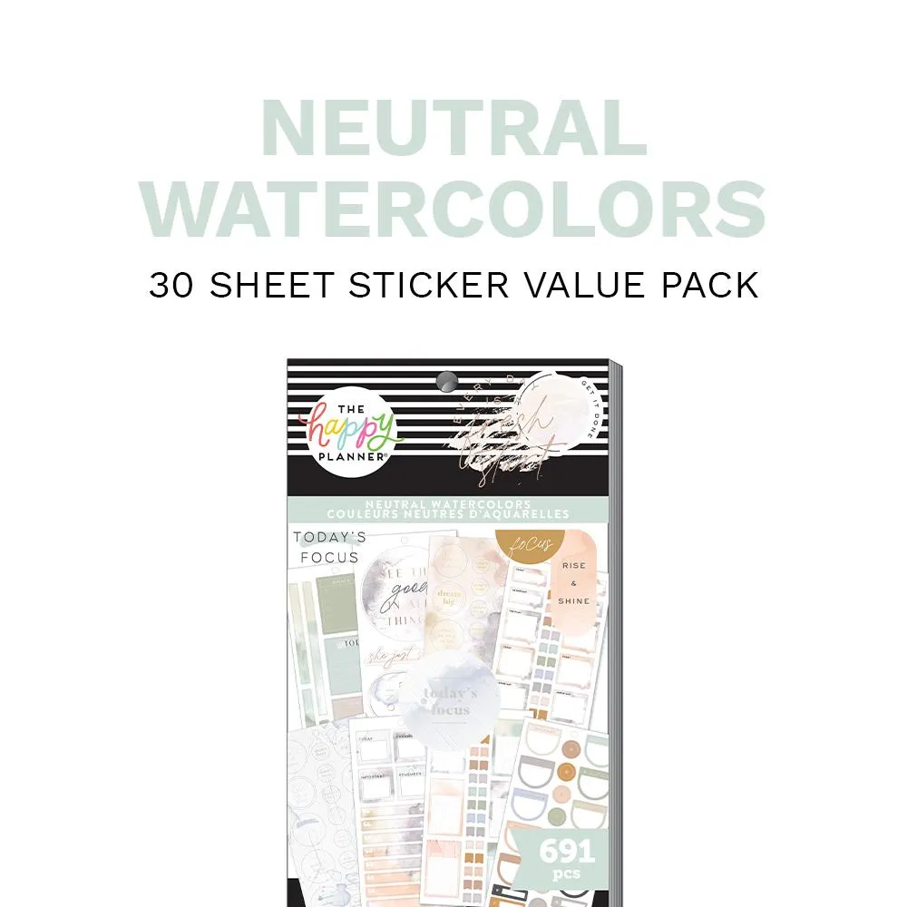 Value Pack Stickers - Neutral Watercolors