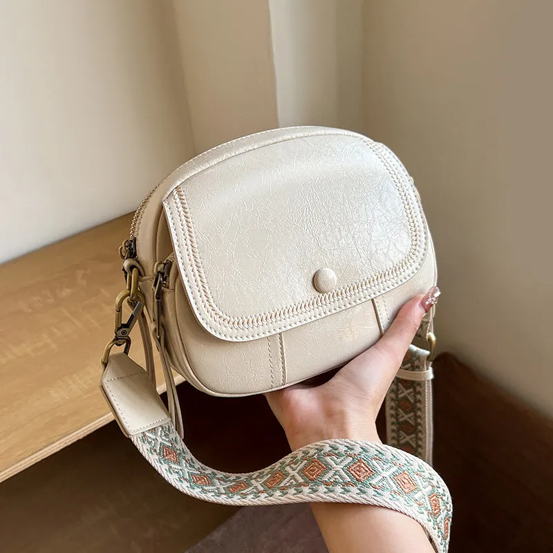 White Stitch Saddle Shoulder Bag