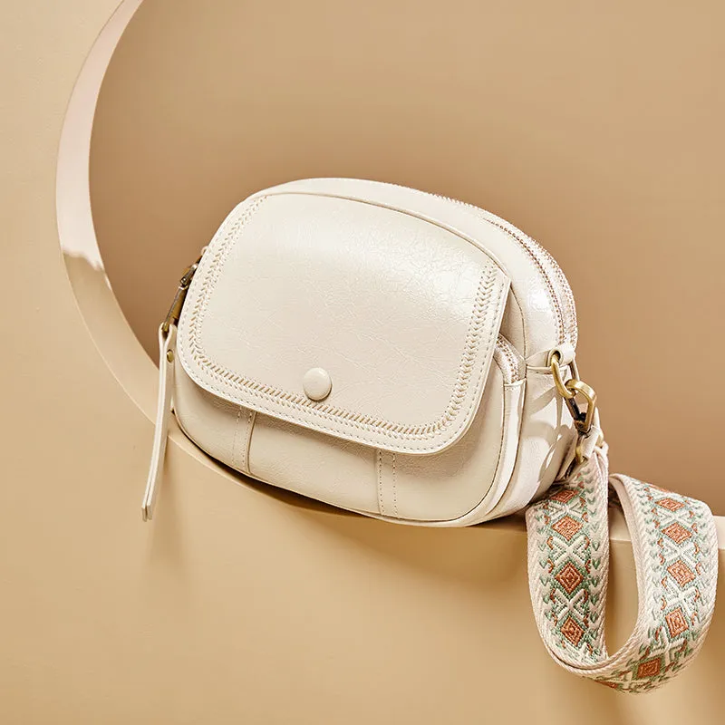 White Stitch Saddle Shoulder Bag