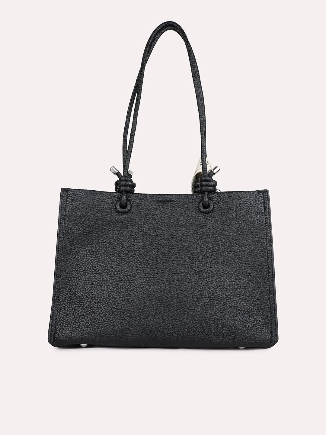 Womens Black Textured Shoulder Bag